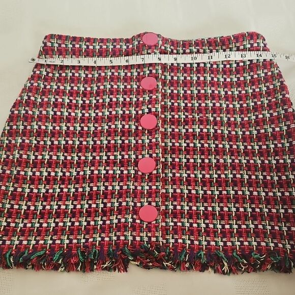 Zara Red and White Embellished Pencil Mini Skirt - Picture 8 of 16